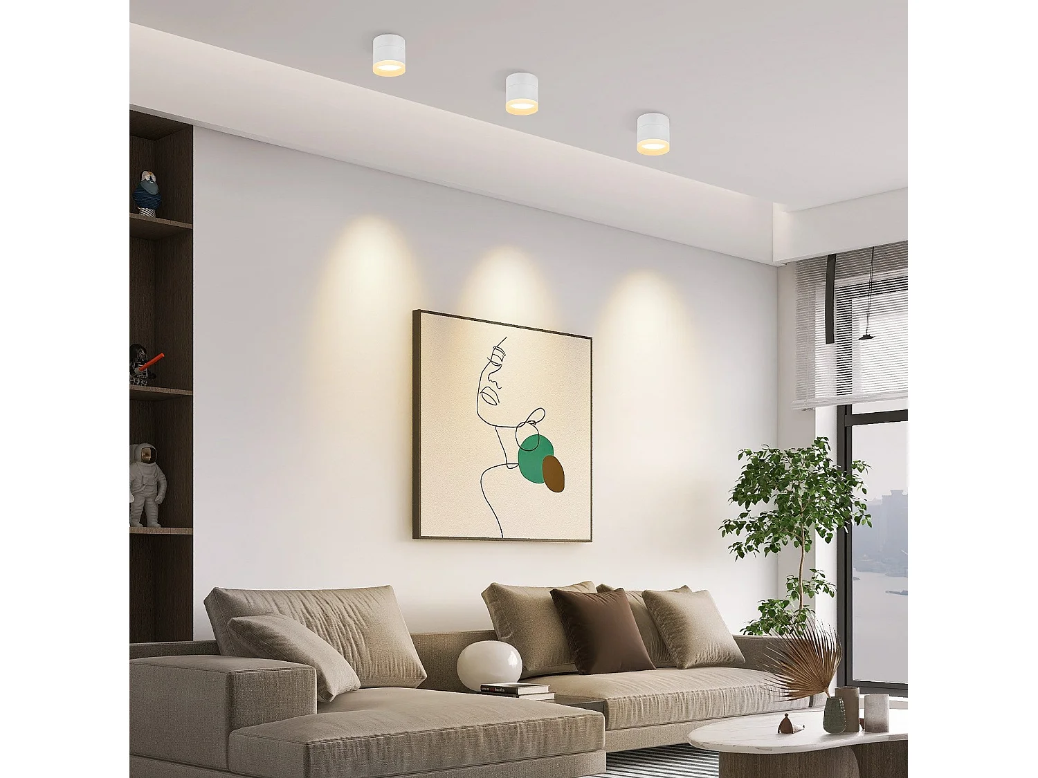 NETTLIFE Spot en saillie LED Spot de plafond rond blanc 5W spot en saillie petit acrylique