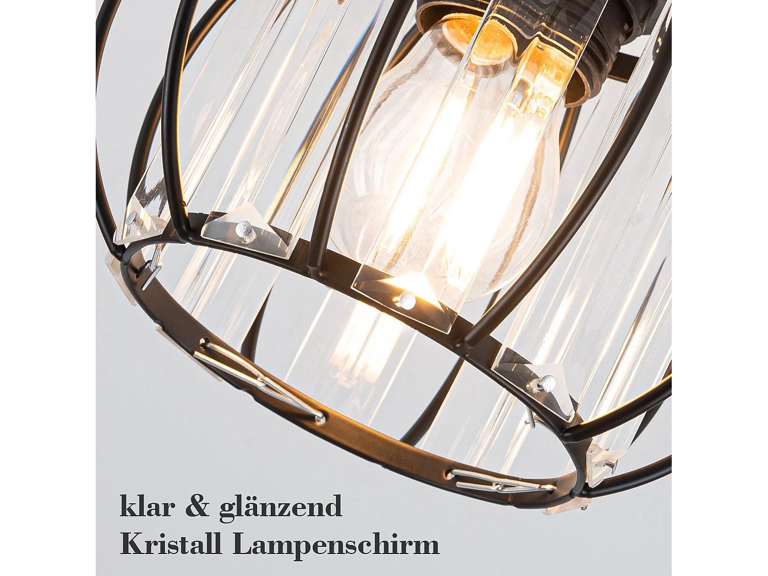 NETTLIFE Nowoczesna czarna kryształowa lampa sufitowa E27 Vintage lampa kuchenna z metalową ramą