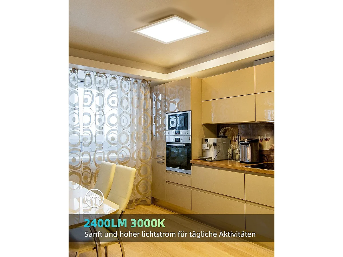 Plafonnier LED Salon Panneau Blanc Plat 60*60cm 40w Lampe De Plafond Rectangulaire 3000k