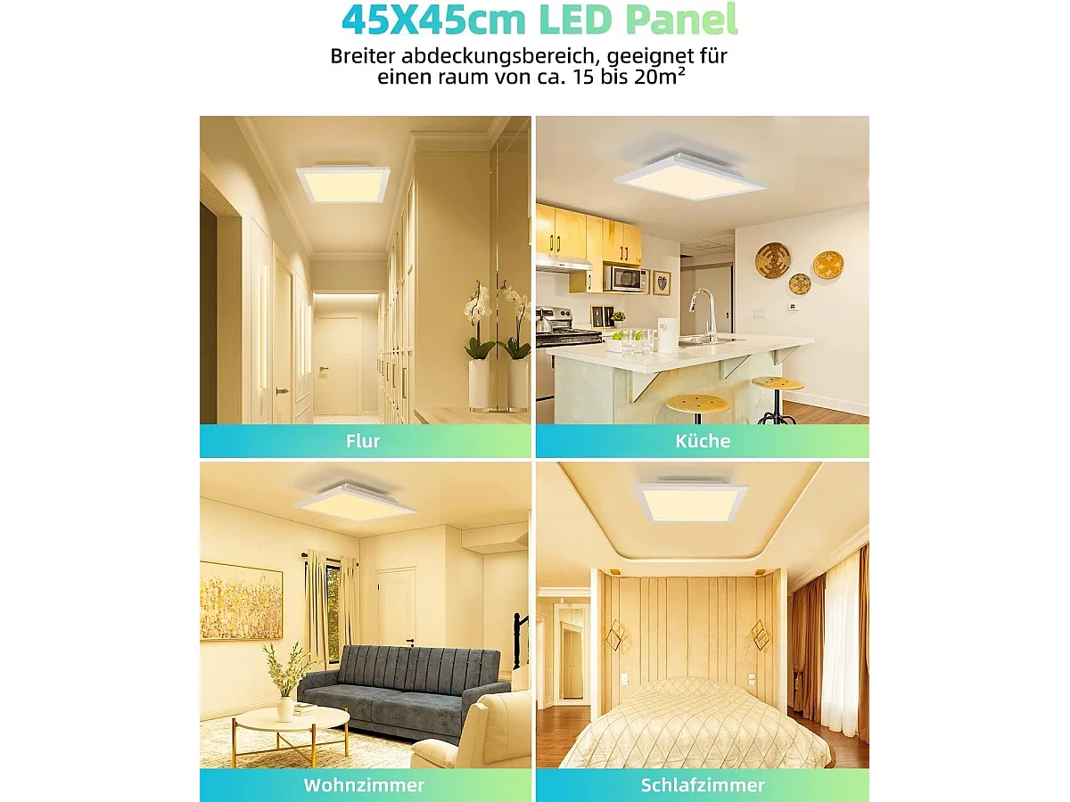 Plafonnier LED Salon Panneau Blanc Plat 60*60cm 40w Lampe De Plafond Rectangulaire 3000k