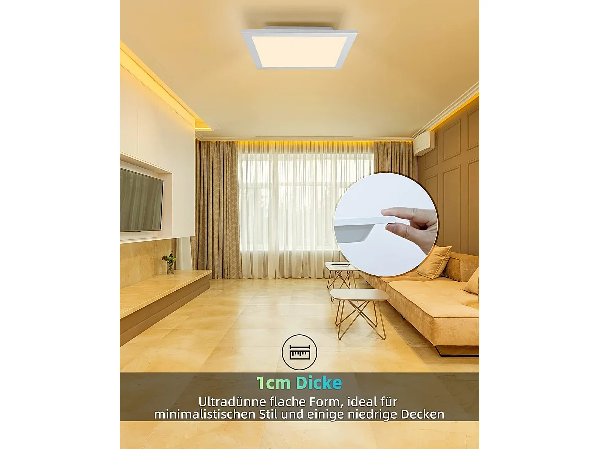 Plafonnier LED Salon Panneau Blanc Plat 60*60cm 40w Lampe De Plafond Rectangulaire 3000k