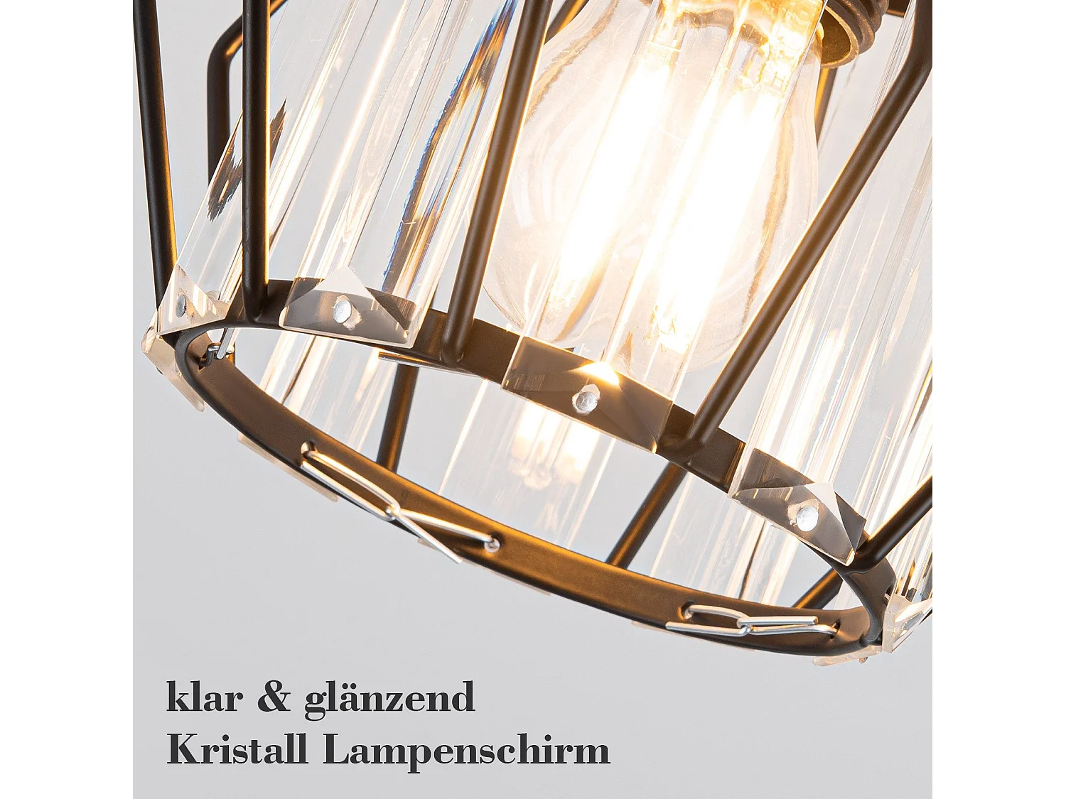 NETTLIFE Nowoczesna czarna kryształowa lampa sufitowa E27 Vintage lampa kuchenna z metalową ramą