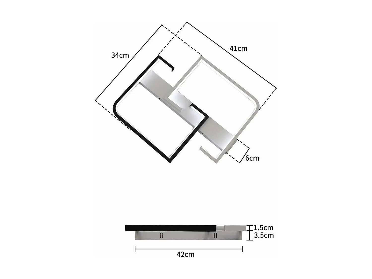 Plafonnier LED Salon Dimmable Avec Télécommande Plafonnier Noir 35w