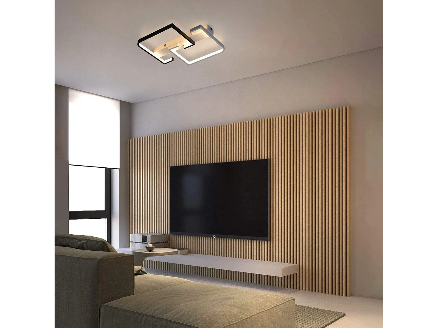 LED Plafondlamp Woonkamer Dimbaar Met Afstandsbediening Zwarte Plafondlamp 35w