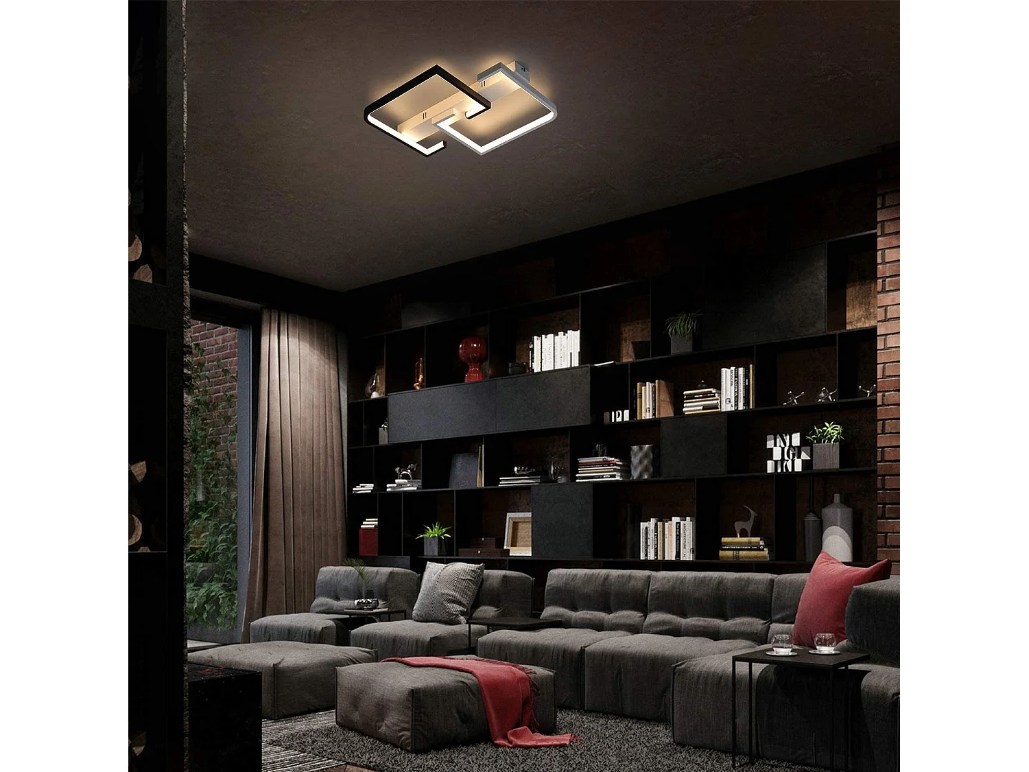 LED Plafondlamp Woonkamer Dimbaar Met Afstandsbediening Zwarte Plafondlamp 35w