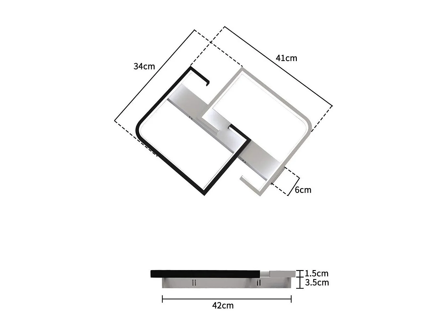 Plafonnier LED Salon Dimmable Avec Télécommande Plafonnier Noir 35w