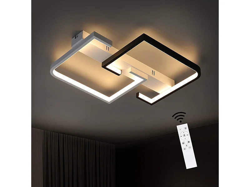 Plafonnier LED Salon Dimmable Avec Télécommande Plafonnier Noir 35w
