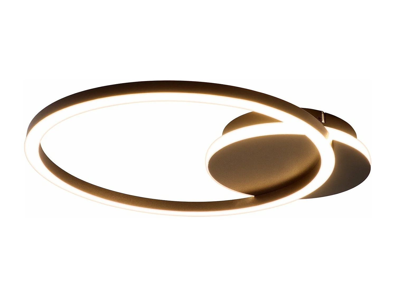 NETTLIFE Plafonnier LED Salon 24W Noir Moderne 2 Anneaux 3000K Blanc Chaud