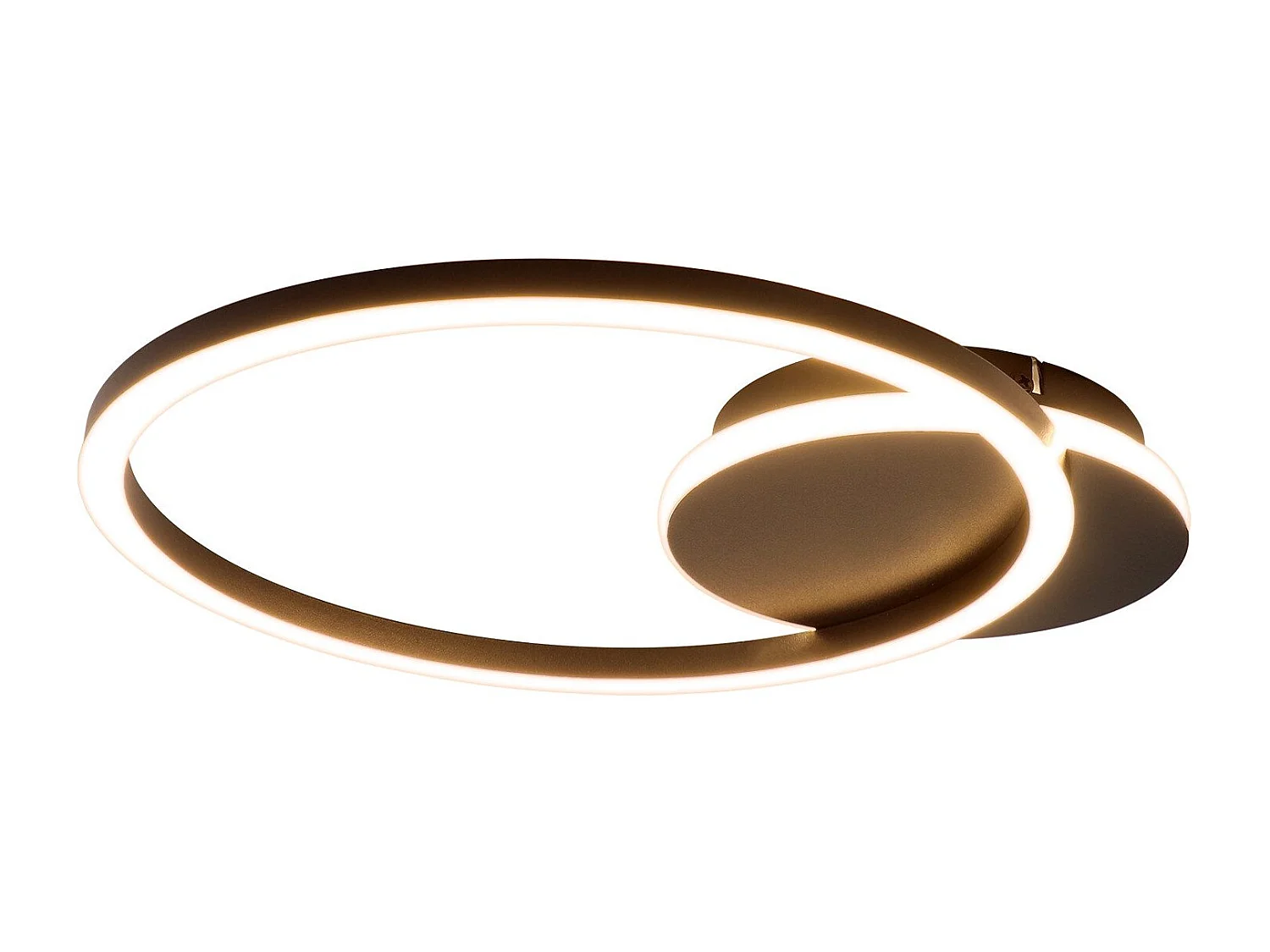 NETTLIFE Plafonnier LED Salon 24W Noir Moderne 2 Anneaux 3000K Blanc Chaud