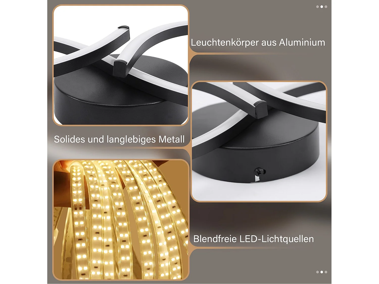 NETTLIFE Lampa sufitowa LED Salon 24W Nowoczesna kreatywna czarna lampa kuchenna 3000K Ciepła biel