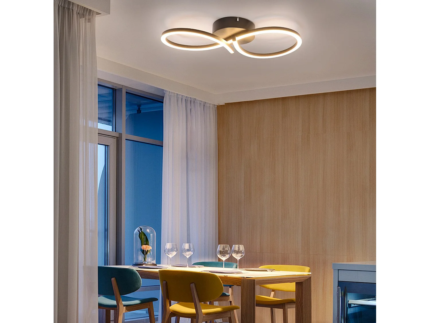 NETTLIFE Lampa sufitowa LED Salon 24W Nowoczesna kreatywna czarna lampa kuchenna 3000K Ciepła biel