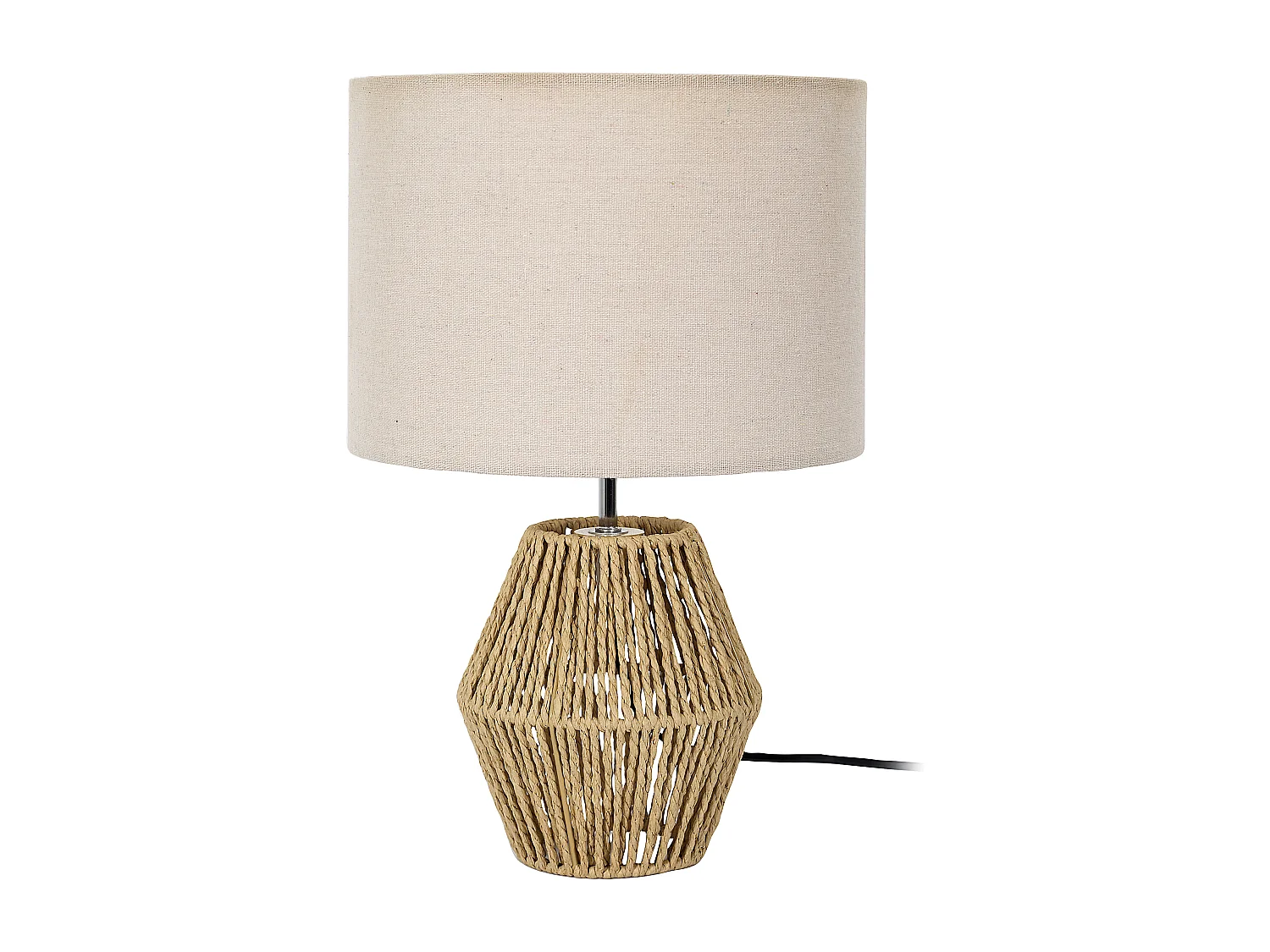 Lampe Abatjour Lin H35cm Marron, Blanc