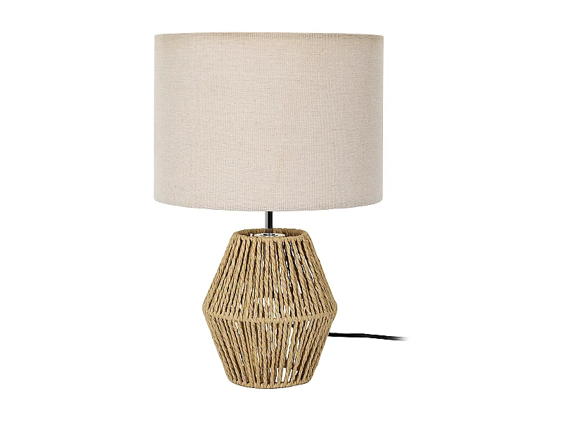 Lampe Abatjour Lin H35cm Marron, Blanc