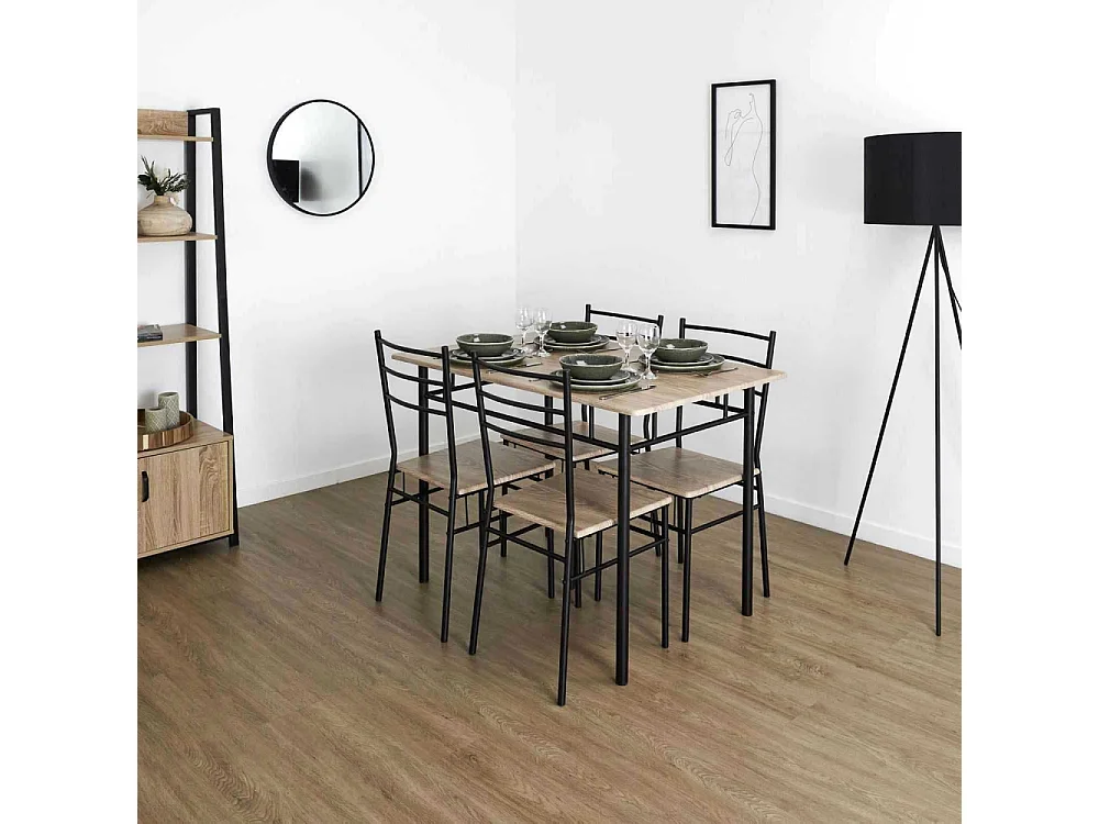 Table Et 4 Chaises Loka Marron, Noir
