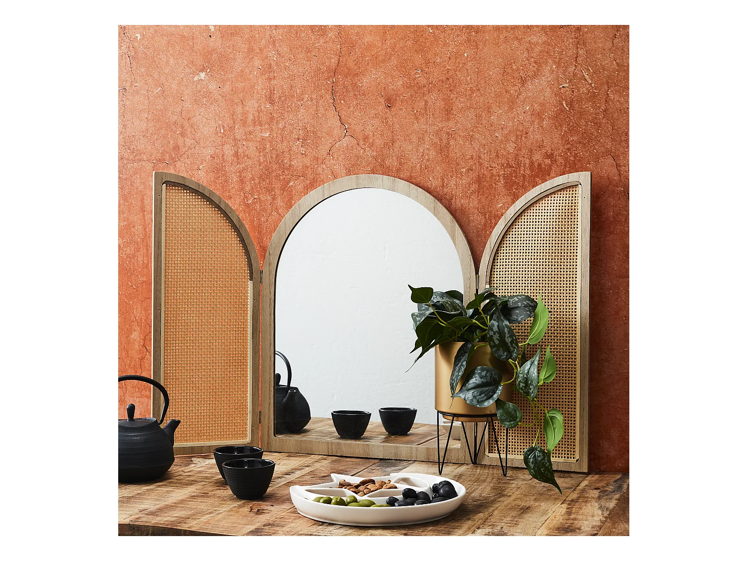 Miroir Persiennes Deco Marron