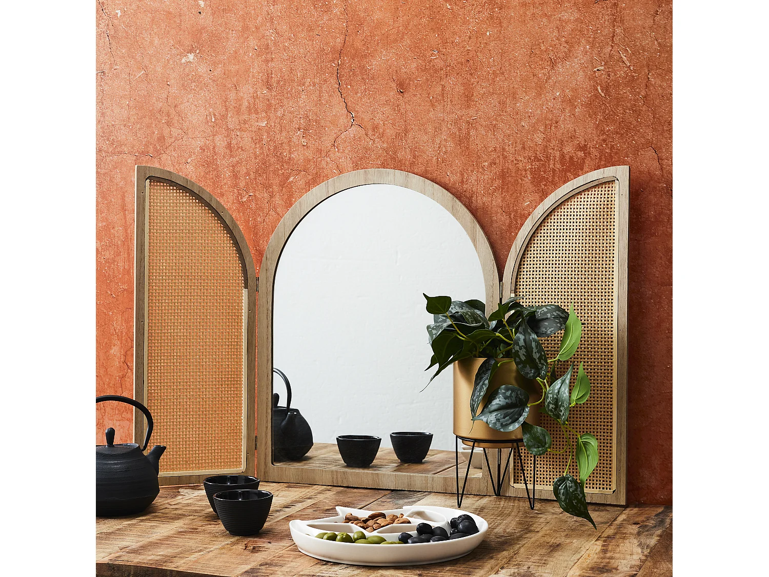 Miroir Persiennes Deco Marron