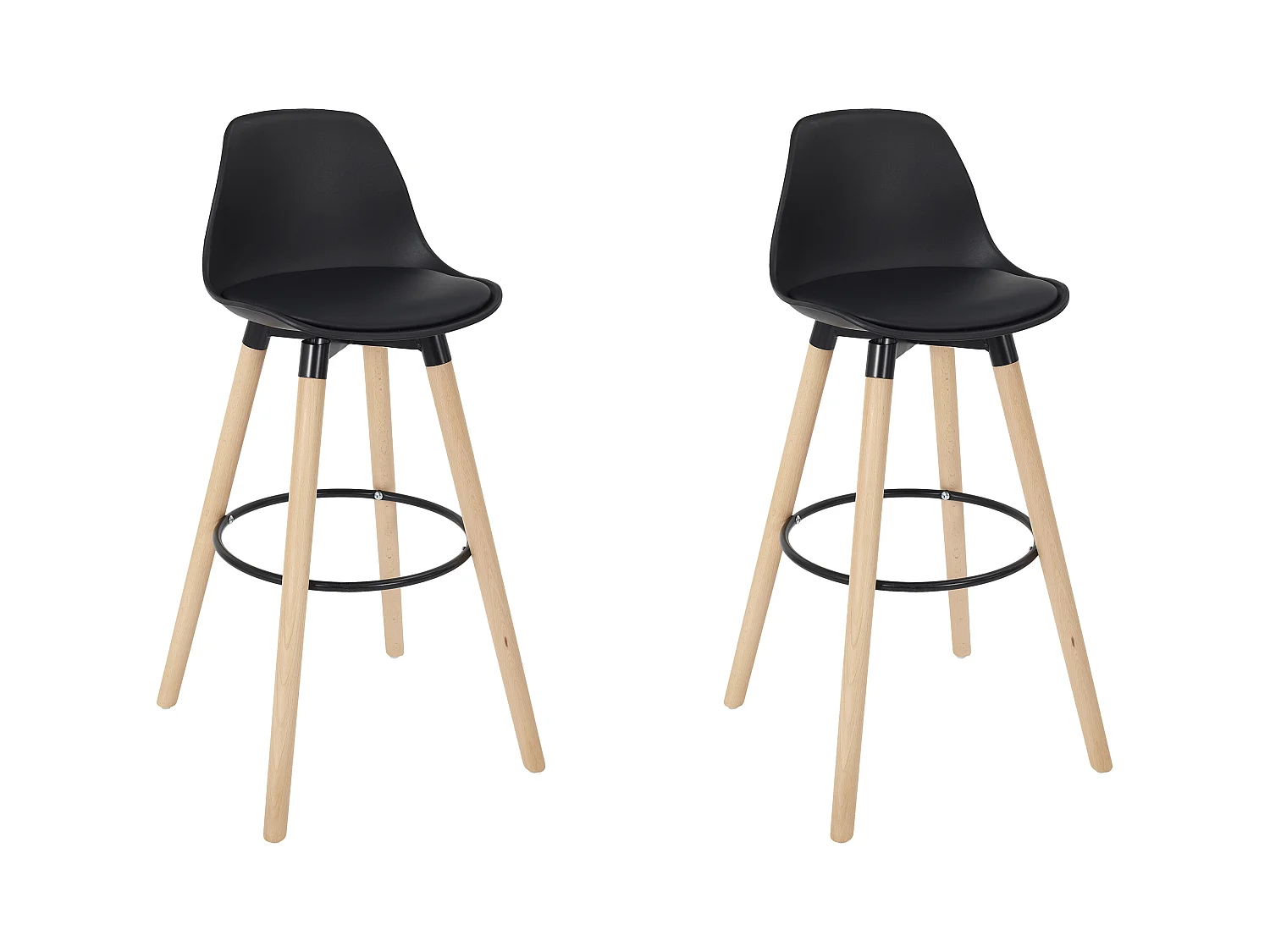 Tabouret De Bar Walt Noir - Lot De 2 Noir, Marron