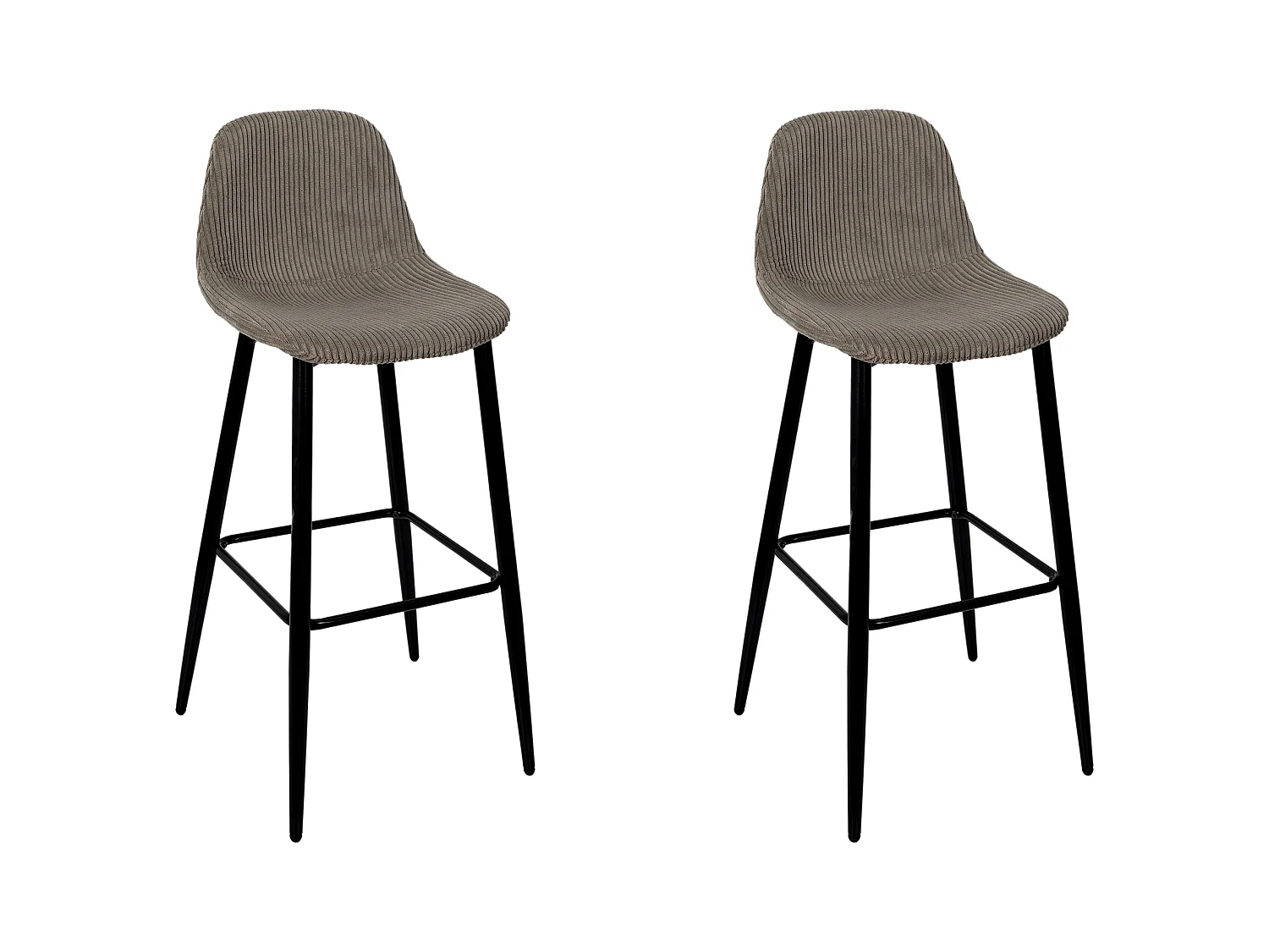 Chaise De Bar Cotele Scott Taupe - Lot De 2 Gris, Noir