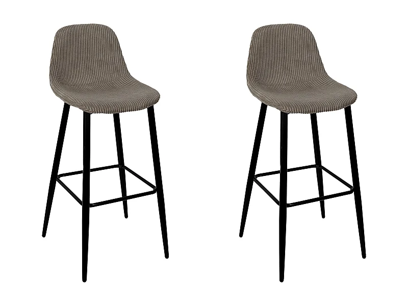 Chaise De Bar Cotele Scott Taupe - Lot De 2 Gris, Noir