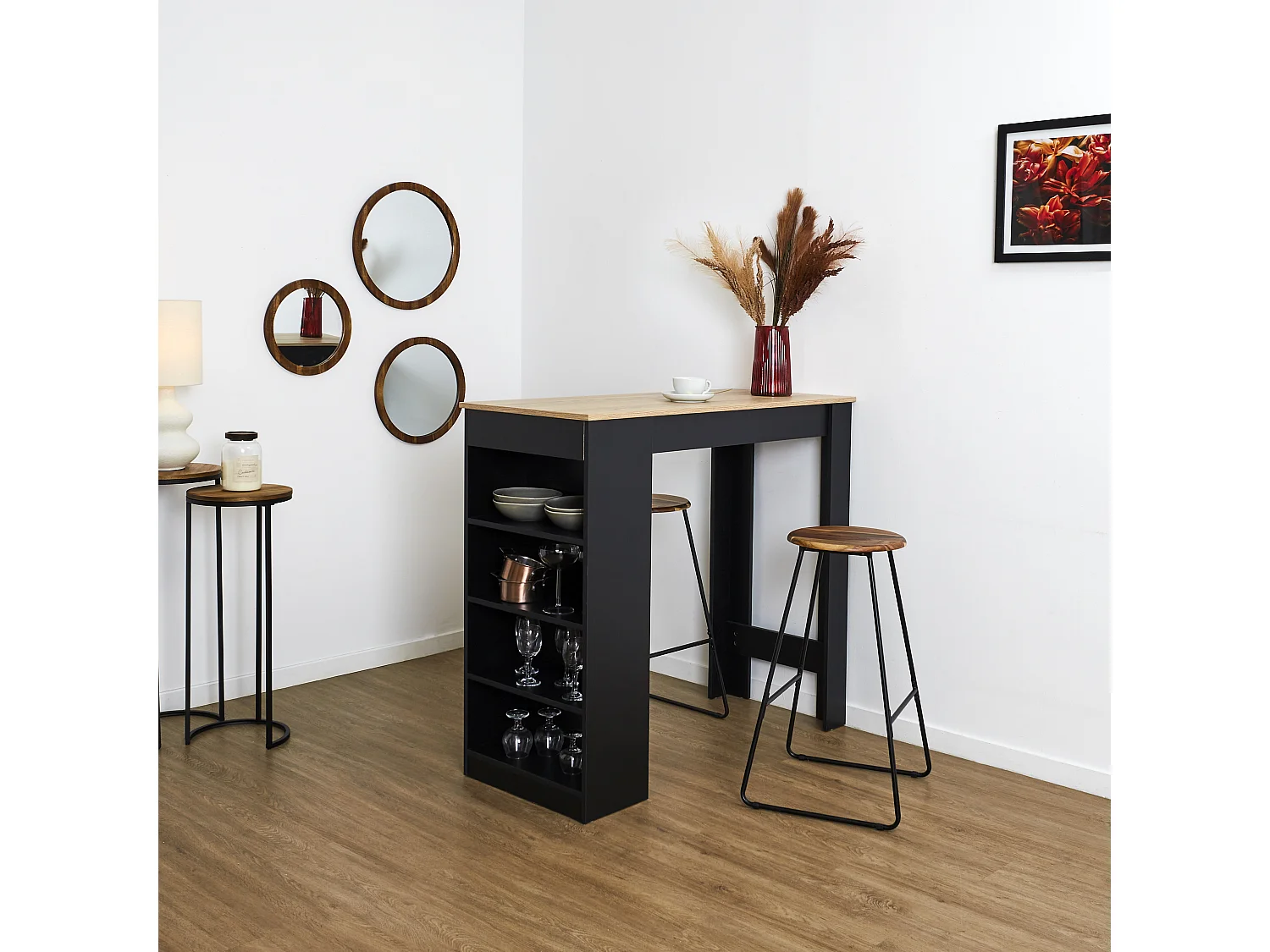 Tabouret De Bar Acacia Marron, Noir