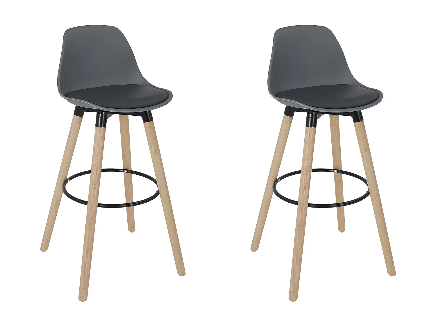 Tabouret De Bar Walt Gris - Lot De 2 Gris, Marron