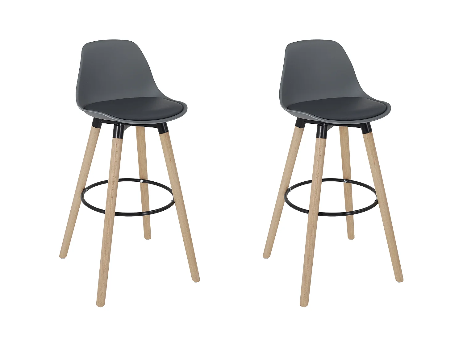 Tabouret De Bar Walt Gris - Lot De 2 Gris, Marron
