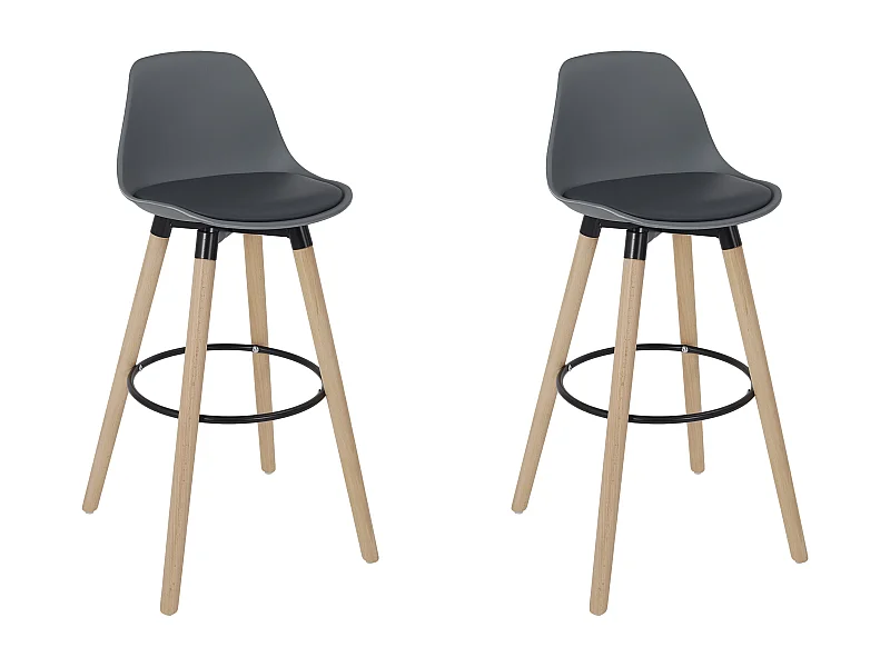 Tabouret De Bar Walt Gris - Lot De 2 Gris, Marron