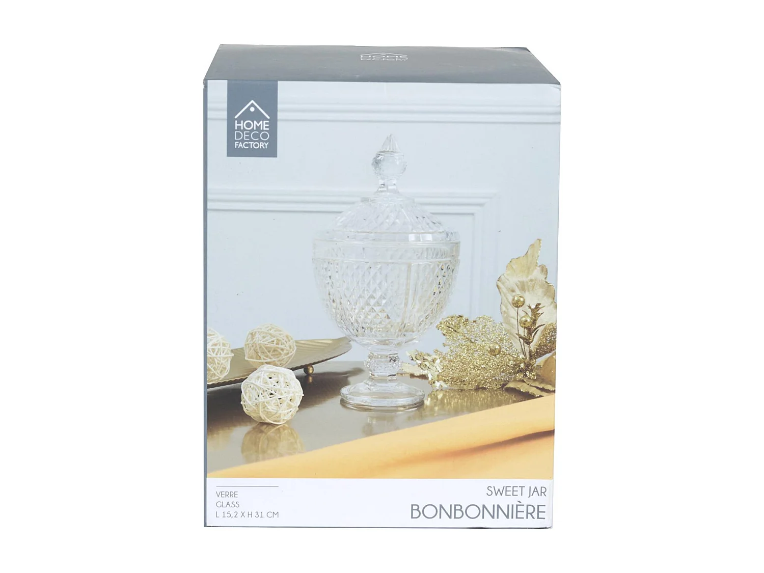 Bonbonniere Design Diamant H31cm Transparent