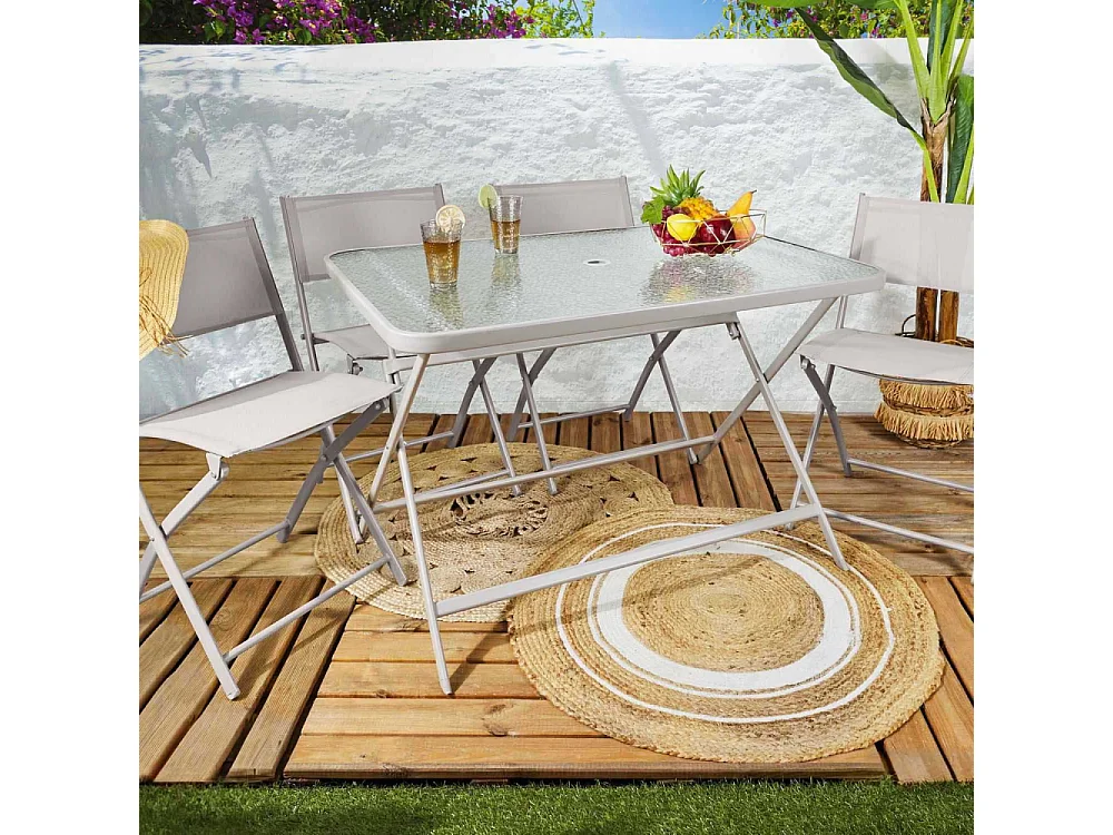 Table Verre Trempe Formentera Beige Beige