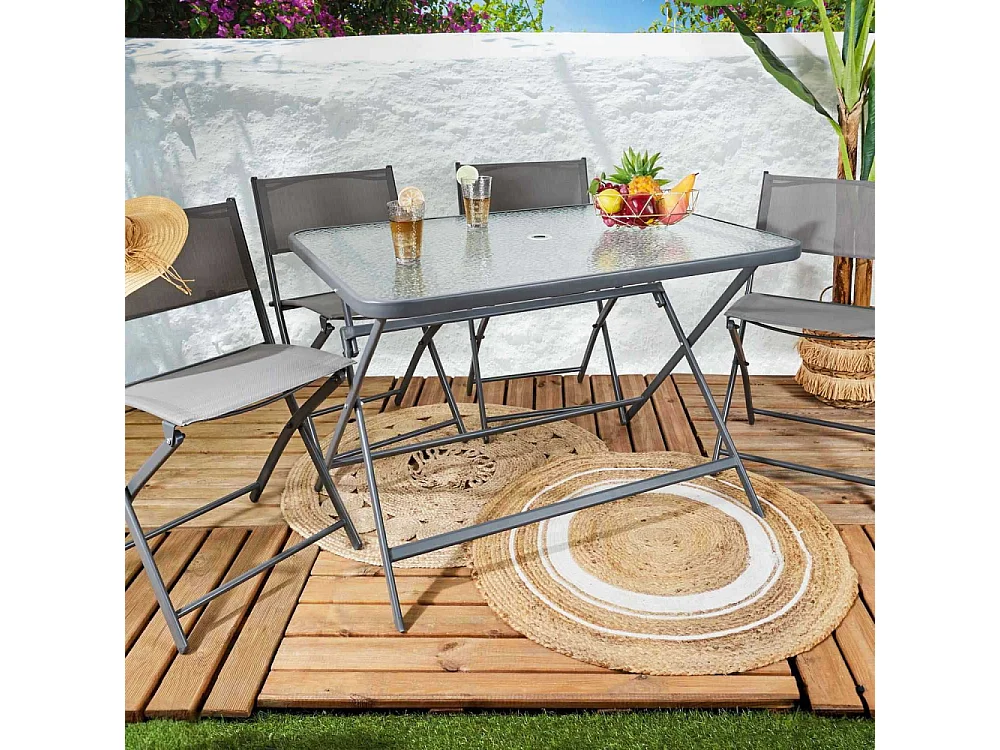 Table Verre Trempe Formentera Gris 110x70cm Gris