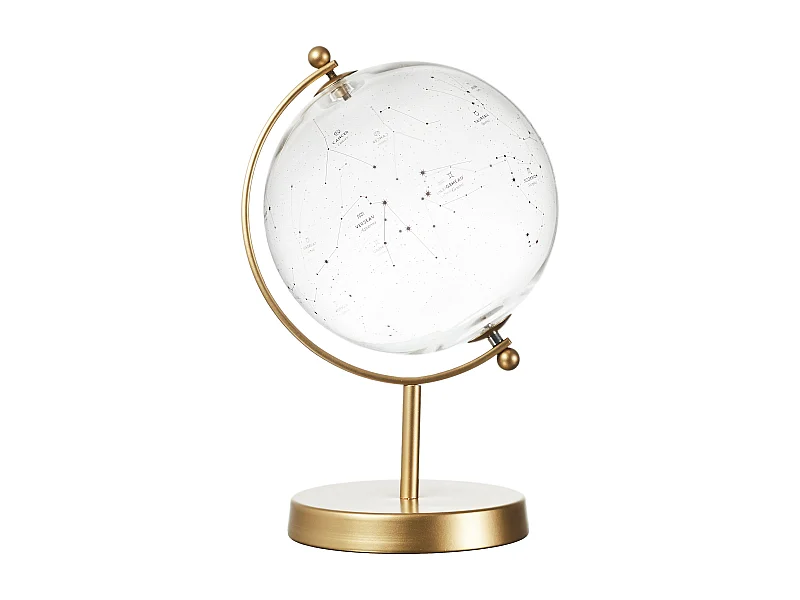 Globe Deco Verre Constellations Transparent, Or
