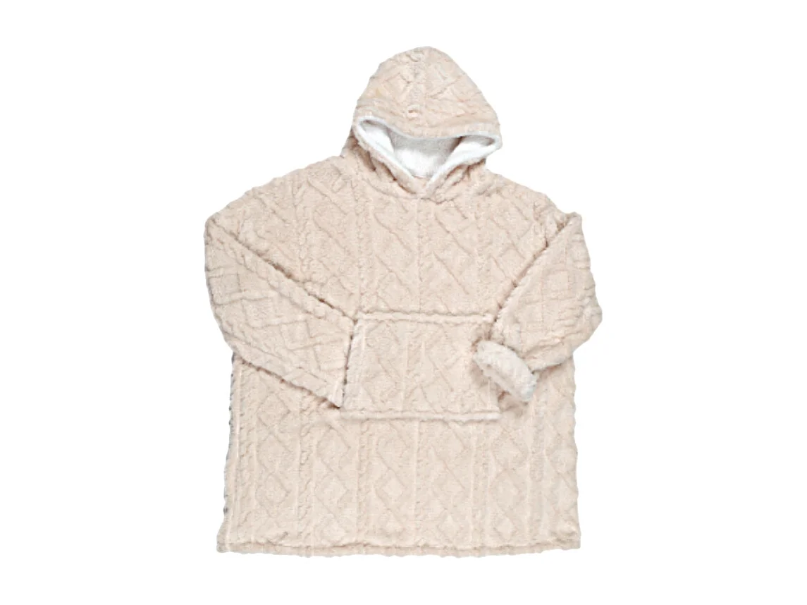 Sweat Plaid Jacquard Detail Sherpa Creme Beige