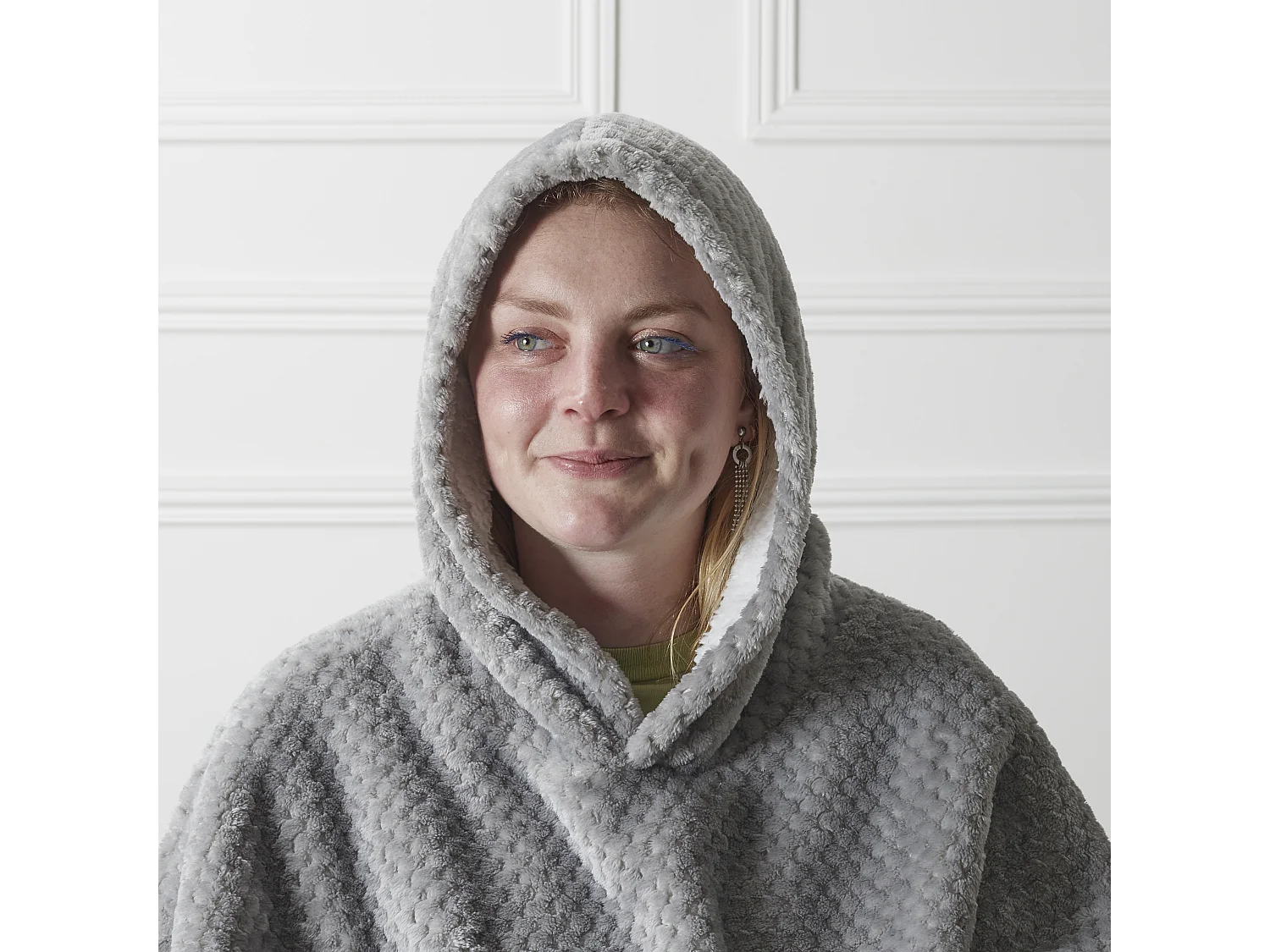 Sweat Plaid Velours Nid D'abeille Gris Clair Gris