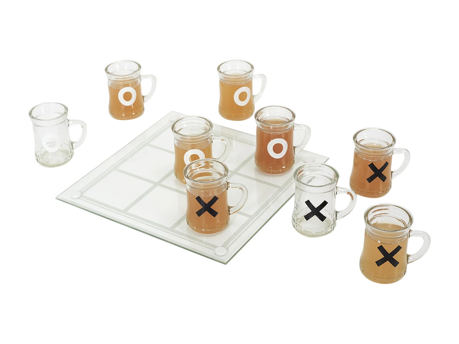 Jeu A Boire Tic Tac Toe En Verre Chope X9 Transparent, Blanc, Noir