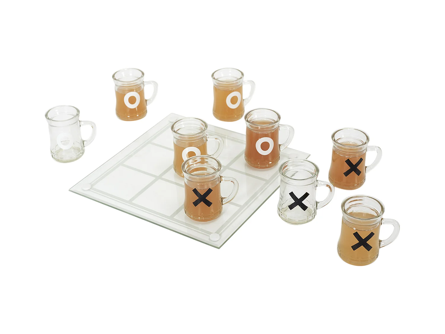 Jeu A Boire Tic Tac Toe En Verre Chope X9 Transparent, Blanc, Noir