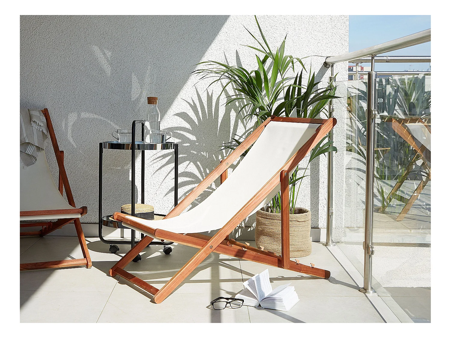 Chilienne pliante ANZIO avec tissus de remplacement Acacia Marron foncé