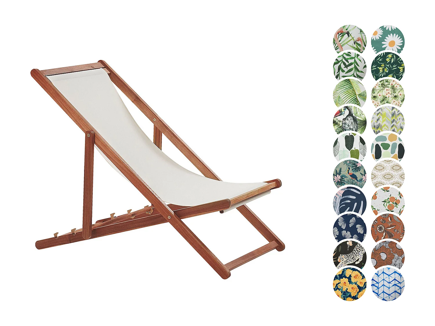 Chilienne pliante ANZIO avec tissus de remplacement Acacia Marron foncé