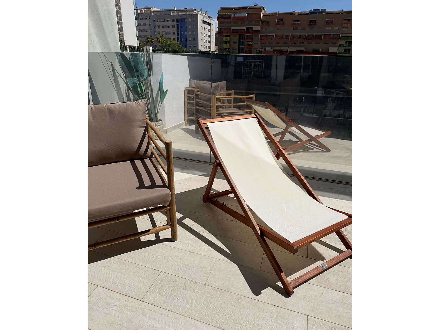 Chilienne pliante ANZIO avec tissus de remplacement Acacia Marron foncé