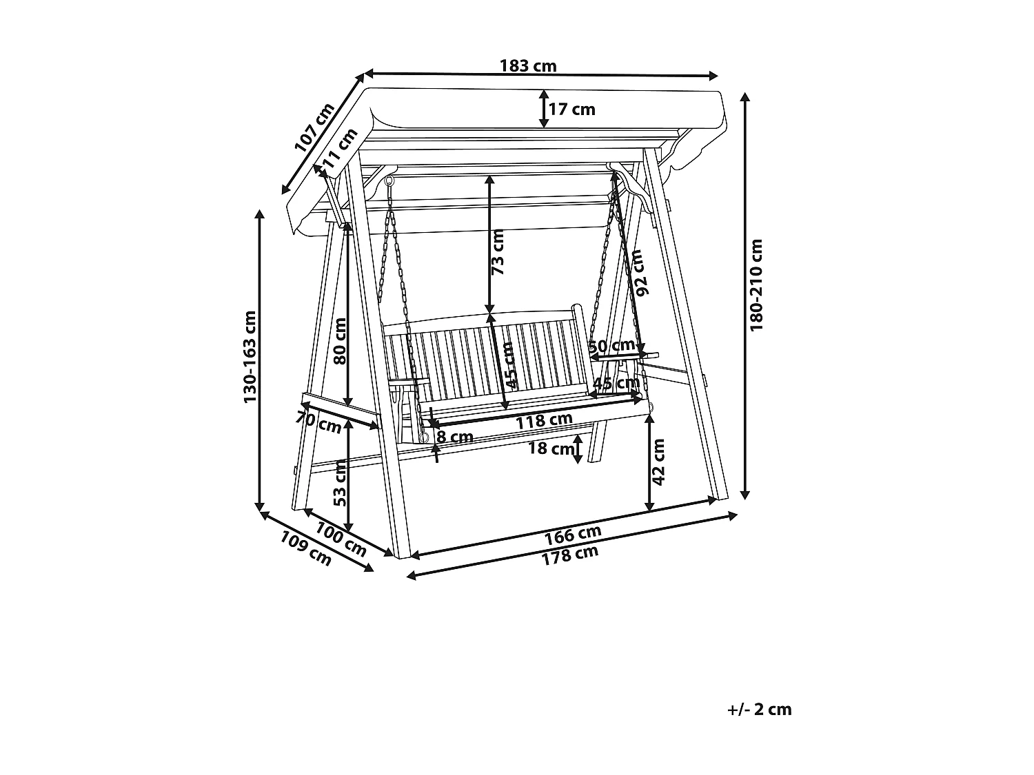 Huśtawka ogrodowa FIBBIALLA Drewno świerkowe Brązowy