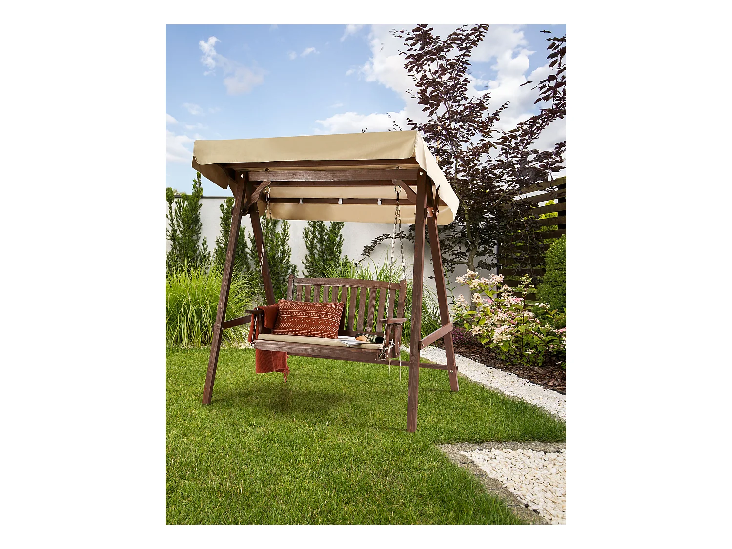 Balancelle de jardin CAVIOLA Bois d’épicéa Marron foncé