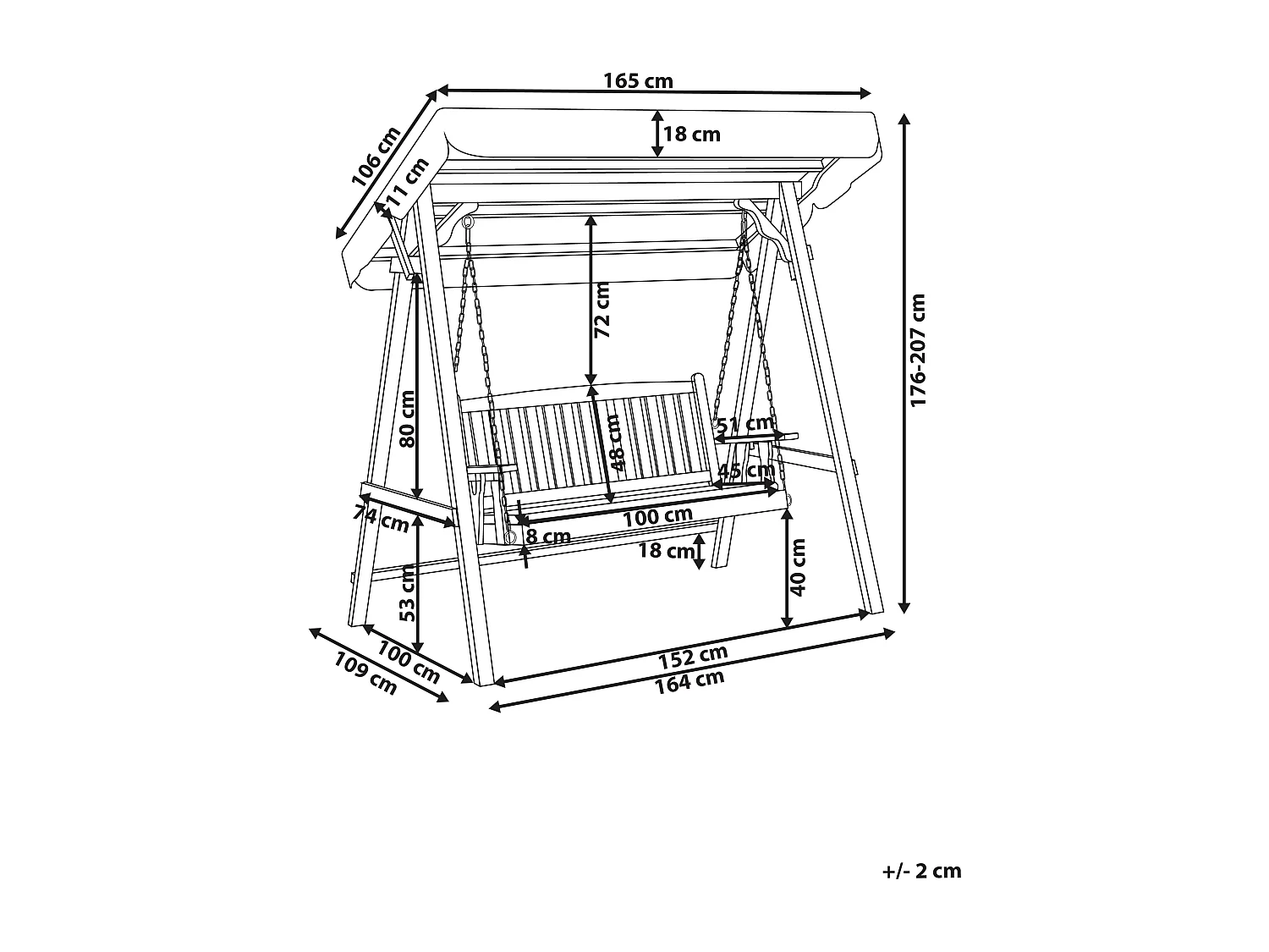Hollywoodschaukel CAVIOLA Fichtenholz Dunkelbraun