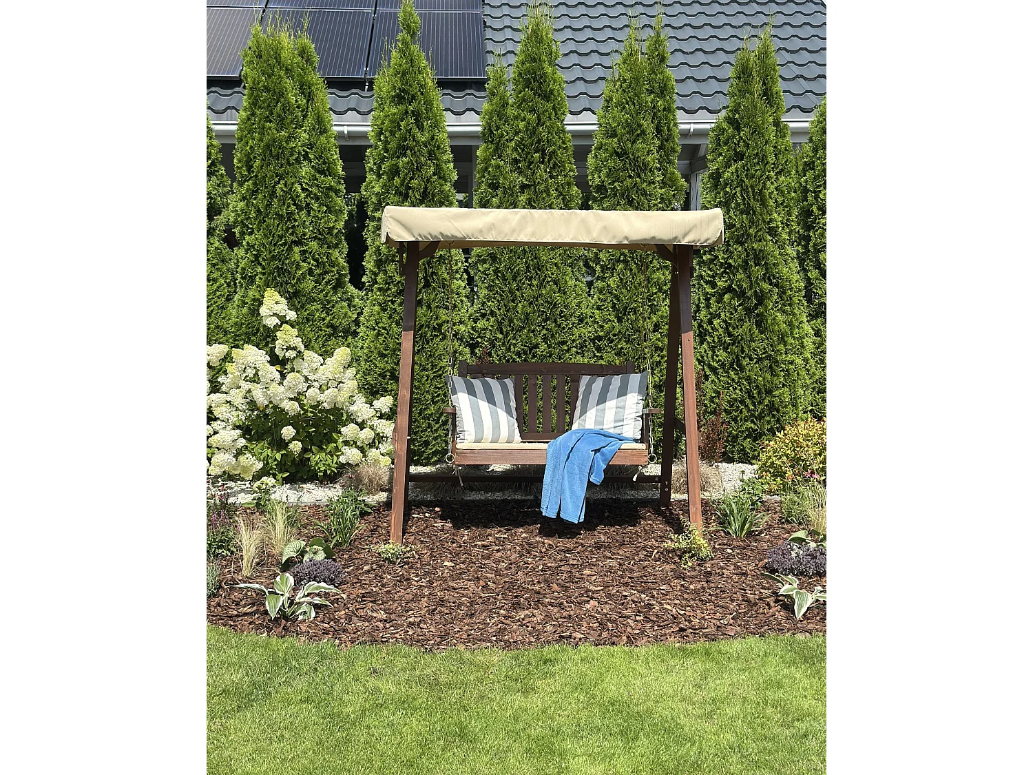 Balancelle de jardin CAVIOLA Bois d’épicéa Marron foncé
