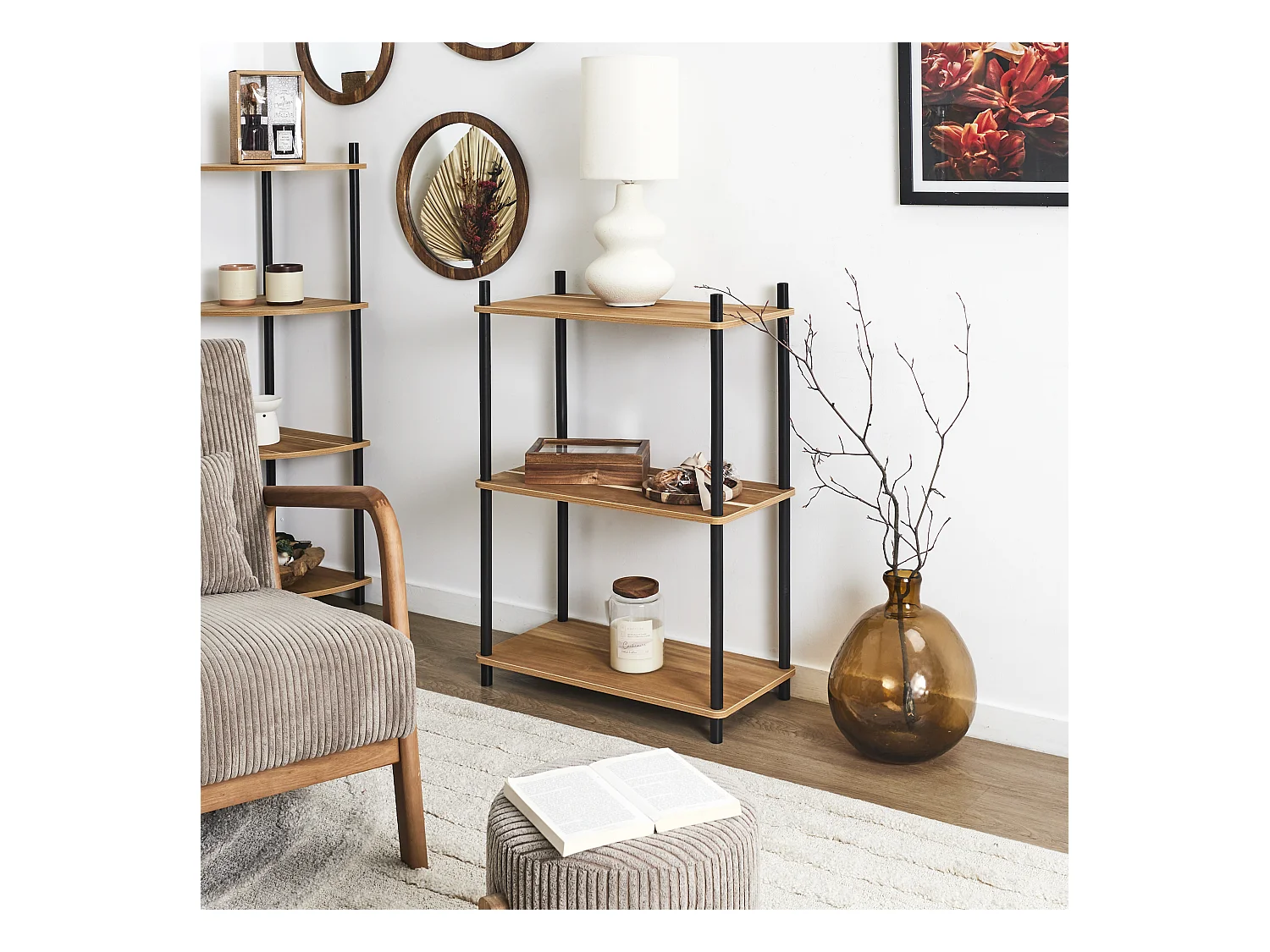 Étagère 3 Niveaux "Carol" 84cm Marron