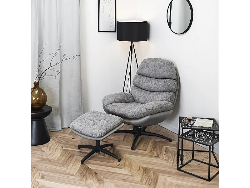 Fauteuil William Gris Gris, Noir