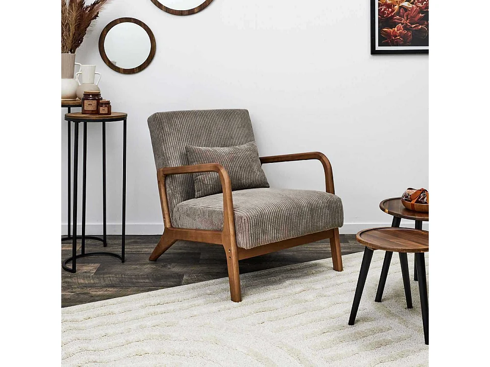 Fauteuil Salon Cotele Scott Taupe Gris