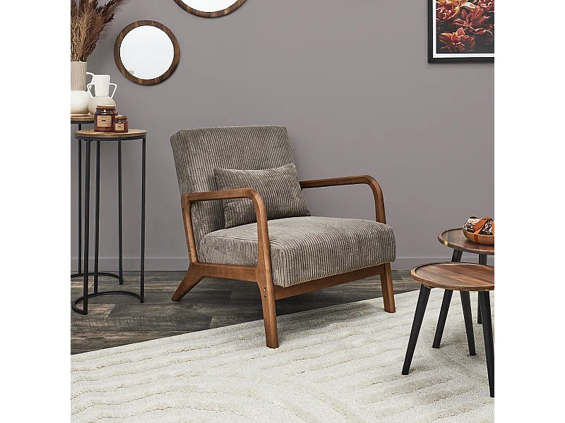 Fauteuil Salon Cotele Scott Taupe Gris