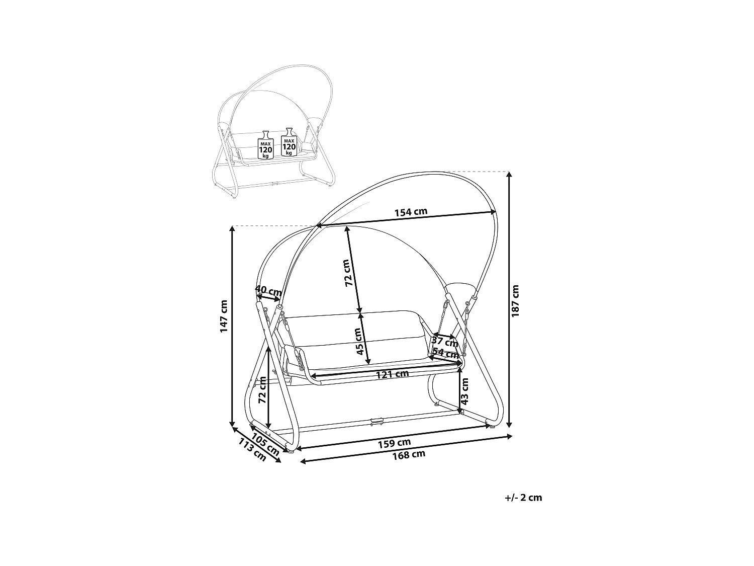 Huśtawka ogrodowa SOLAGNA Metal Ciemnoszary