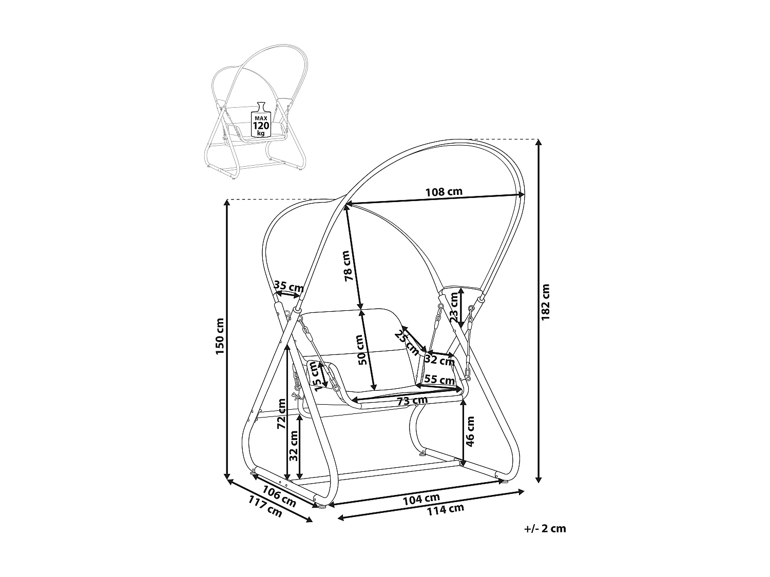 Balancelle de jardin SOLAGNA Métal Gris clair