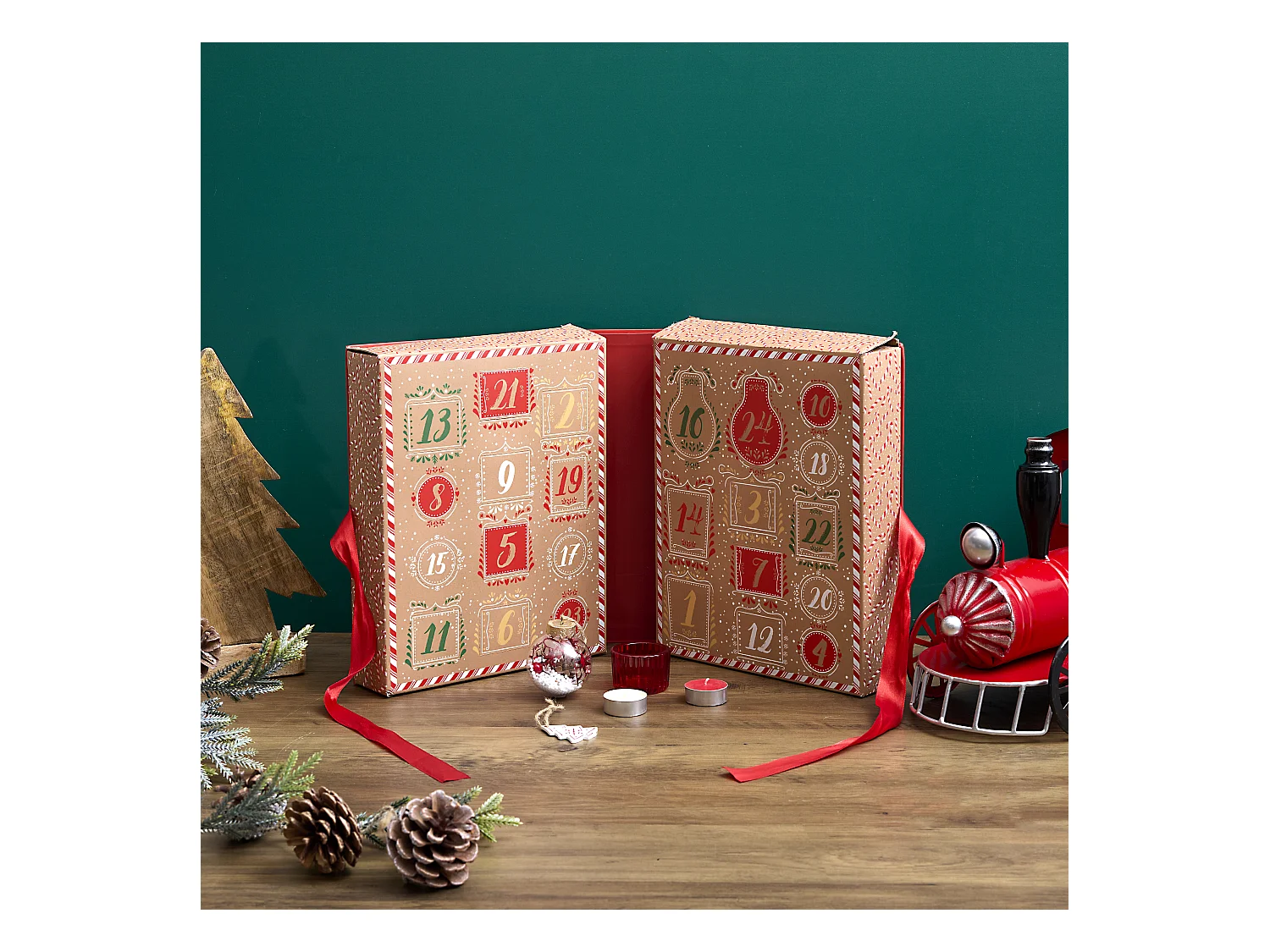 Calendrier Bougies Et Surprise Gingerbread Marron, Rouge