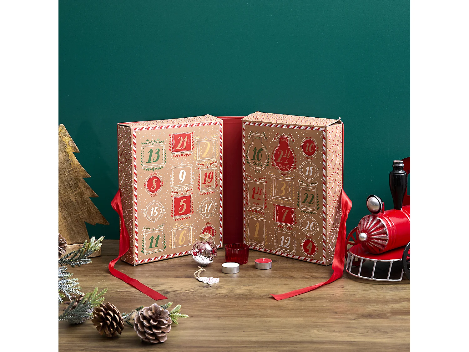 Calendrier Bougies Et Surprise Gingerbread Marron, Rouge